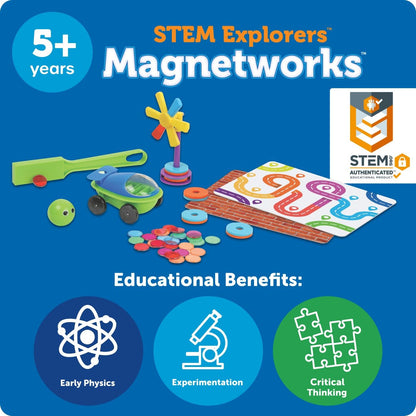 Learning Resources STEM Explorers Magnetworks, Magnetic Science Set, Physics Experiment Toys for Kids, Kindergarten and Preschool Classroom, Force and Motion Kit for Boys and Girls, Ages 5 and Up