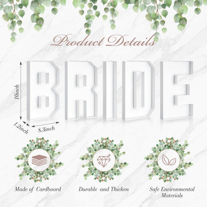 DoubleFill 5 Pcs Bride Charcuterie Letters Fillable, No Assembly Required Charcuterie Board Box Letter for Baby or Wedding Bridal Shower Food Trays Decorations, 10 x 8.27 x 1.18 Inch