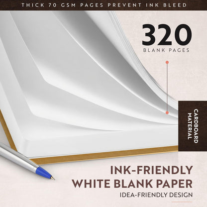 moonster A5 Refill Paper Lined, 320 Pages – A5 Paper Inserts (8.3x5.9 in) for Refillable Leather Notebooks – 70gsm Smooth Writing Journal Refill Page with Bookmark