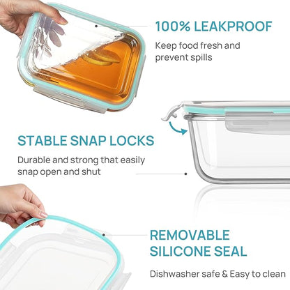 Vtopmart 122oz+50oz Large Glass Food Storage Containers