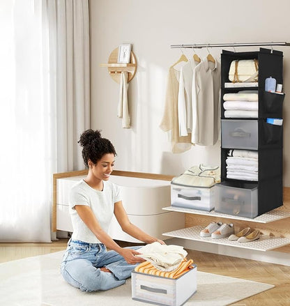 5-layer suspended fabric shelf organizer, equipped