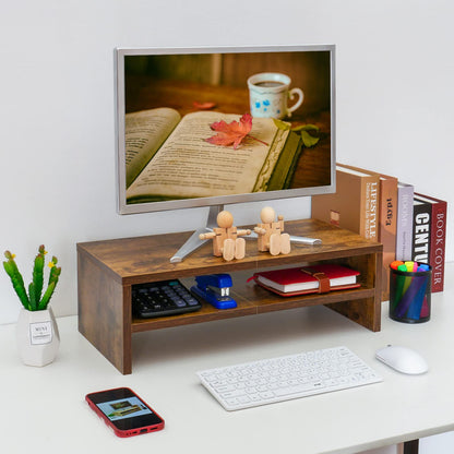 TEAMIX 2 Tiers +2 Pack Desktop Monitor Stand Riser 20 Inch Printer Stand, Desktop Organizer.
