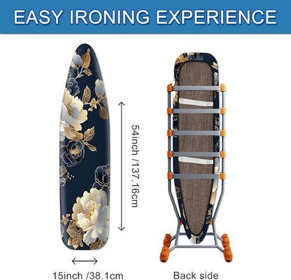 Blue White Floral Ironing Board Cover Stretch Fabric