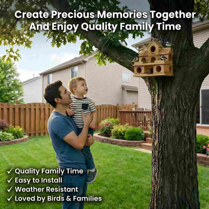 Zxweqr Bird Houses for Outside with External Feeder – Lightly Charred Hanging Birdhouse for Flocking & Nesting – Suitable for Finches, Bluebirds, Cardinals – Perfect for Garden, Patio, Backyard Decor