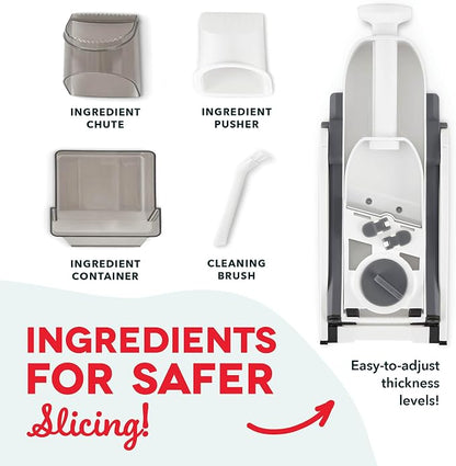 Dash Safe Slice® Mandoline - Compact, Foldable Food Slicer - Slice, Dice, Julienne & More - Perfect for Quick Food Prep - Recipe Guide Included - Cool Grey