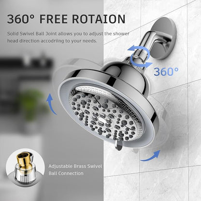 FEELSO Filtered Shower Head with LED Color Changing, 7 Modes High Pressure Rain Shower Head with Filters, Water Softener Showerhead for Hard Water Remove Chlorine, Reduces Dry Itchy Skin & Hair