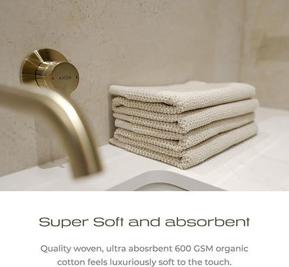 Luxury Silver-Infused Beige Guest Hand Towels 2-Pack Set, 23.6"x17.7"