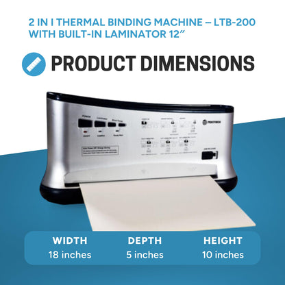 Printfinish Thermal Binding Machine with Built-in Laminator 12″ – LTB-200(Letter Size) | Jam-free and Efficient Desktop Binding Machine for Professional Looking Books, Presentations, Notebooks (110 V)