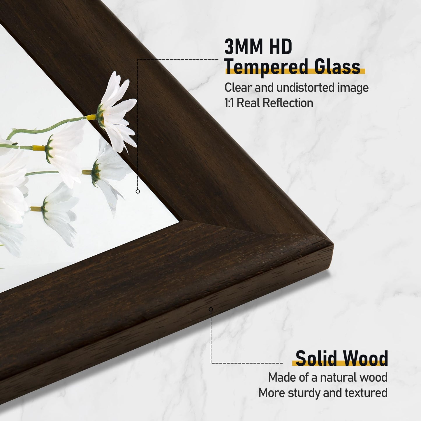 CULER Rustic Wood Wall Mirror for Bathroom,Rectangle 24 x 36 inch Hanging Black Mirrors with Wooden Frame for Living Room,Bedroom,Entryway(Dark Walnut)