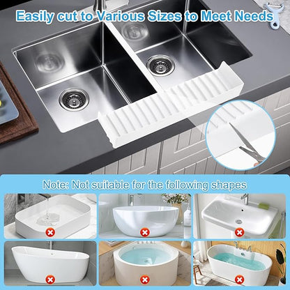 Silicone Faucet Splash Guard 4" x 14", Faucet Water Catcher Mat, Longer