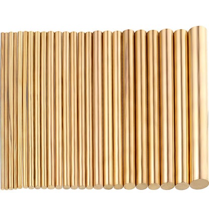 Hotop 24 Pcs Brass Pin for Knife Handles Round Brass Rods Assorted Diameter 1.5-8 mm for 100 mm Length Dowel Rivet Lathe Bar Rod Stock for Knife Making Drift Punches Shaft DIY Craft Model Plane Ship