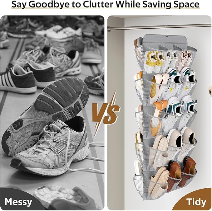 MISSLO 30 Large Pockets Dual Sided Hanging Shoe Organizer