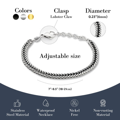 Galis Chain Bracelets For Men - Premium Stainless Steel Mens Bracelet, Silver Plated Non Tarnish Bracelet - This Snake Chain, Stylish Gifts For Him 7"