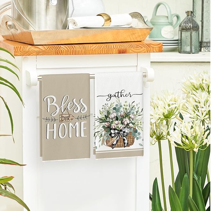 Artoid Mode Eucalyptus Truck Flowers Basket Spring Kitchen Towels Dish Towels
