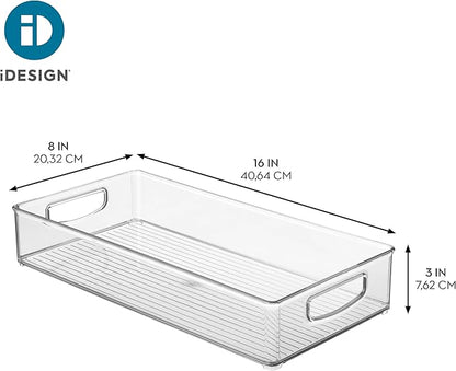iDesign Stackable Clear Plastic Extra Long Pantry Organizers and Cabinet Storage Bins for Kitchen, 2-Pack