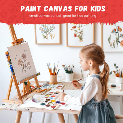 Simetufy 42 Pack 5x7 Inch Small Canvas Boards for Painting, 8oz Pre-Primed Flat Canvas Panels, Acid-Free 100% Cotton for Acrylics Oil Watercolor Paints