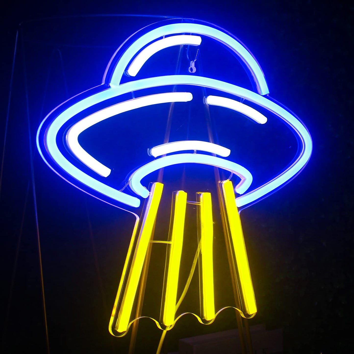 LUCUNSTAR UFO Neon Sign For Room,Alien Spaceship Dimmable LED Neon Light, Space Neon Signs for Wall Decor, Blue UFO Neon Light up Sign for Bedroom Game Room Wall Decor,Ufo Lovers