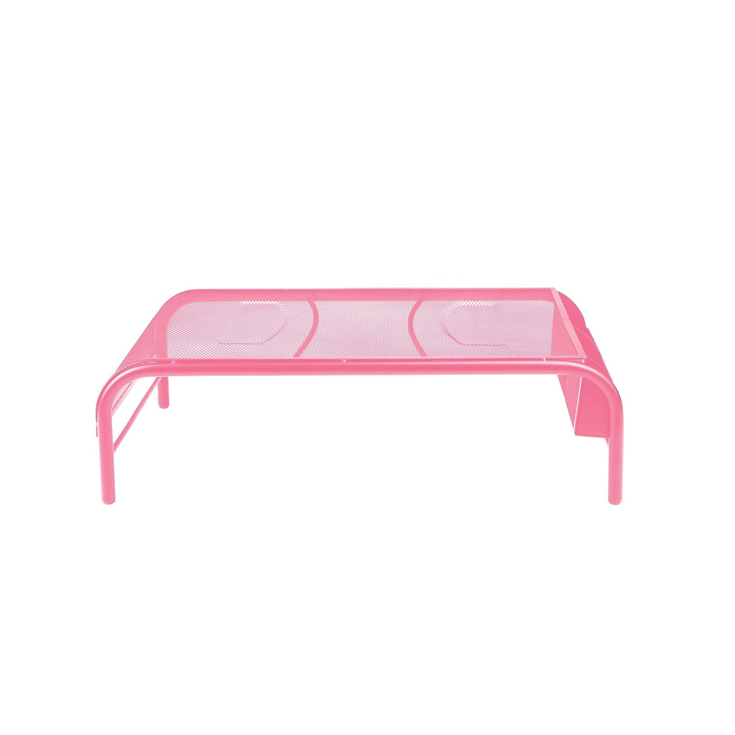 Mind Reader Monitor Stand, Ventilated Laptop Riser, Desktop Organizer, Side Storage, Metal Mesh, 20" L x 11.5" W x 5.5" H, Pink