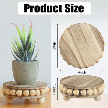 yunmanqiji Round Wood Pedestal Stands for Decor, 2-Pack