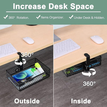 ROSYLINE Drawer Under Desk Storage Organizer, Clamp on Desk Drawer, Under Desk