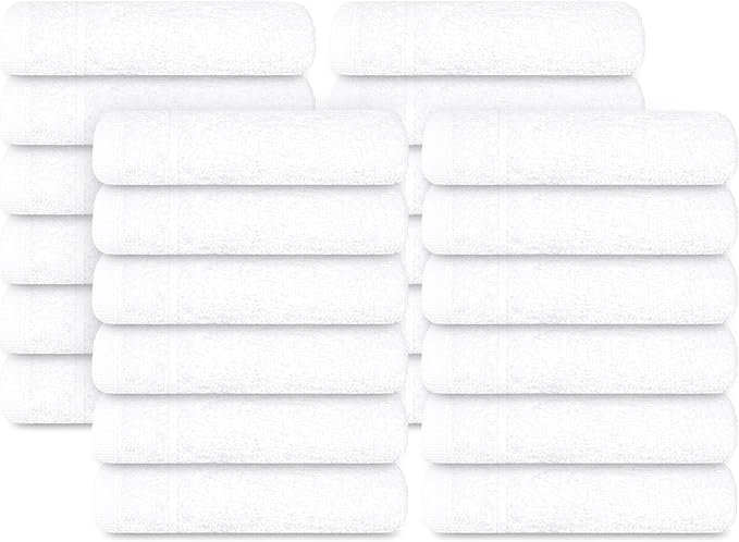 Tens Towels Pack of 24 Washcloths, 12 x 12 Inches, Lighter Weight, Quick to Dry