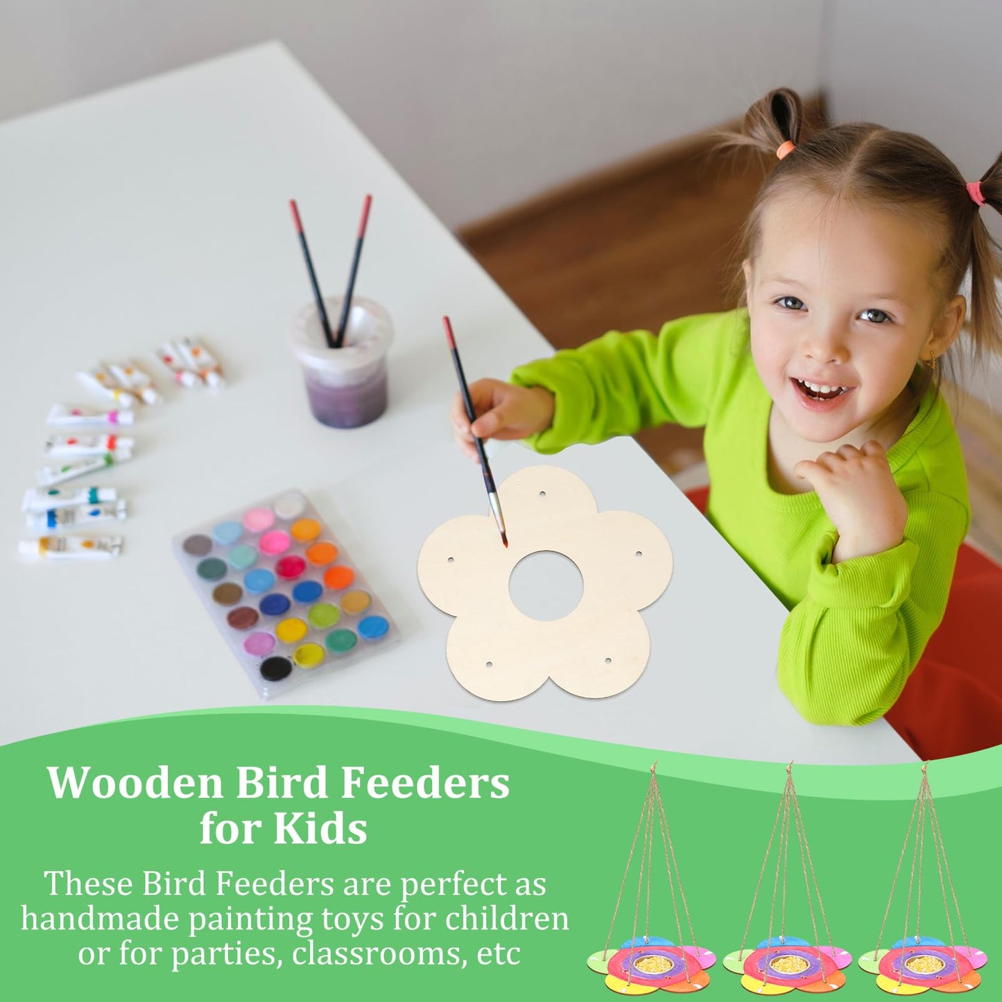 DoubleFill 48 Pcs Bird Feeder Craft Kits for Ages 3-8 Arts and Crafts DIY Wooden Painting Kits Outdoor Toys Party Favor Gifts
