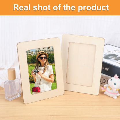 GNIEMCKIN 35 PCS 3.16 x 4.7 Inch Wooden Picture Frames, Unfinished Solid Wood Photo Frames for Crafts, Perfect for DIY Painting and Decorative Projects