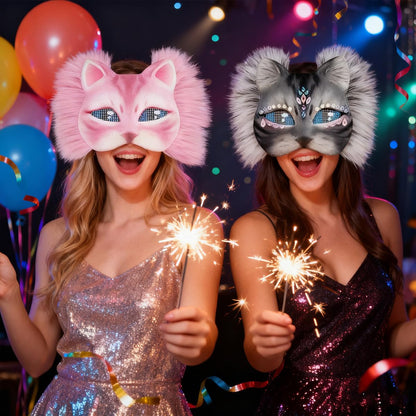 WAYNHUI Diy Therian Mask Kit Blank Cat Fox Mask Material- Gem Stickers for Therian Gear Stuff for Halloween, Cosplay, Masquerade, Party.