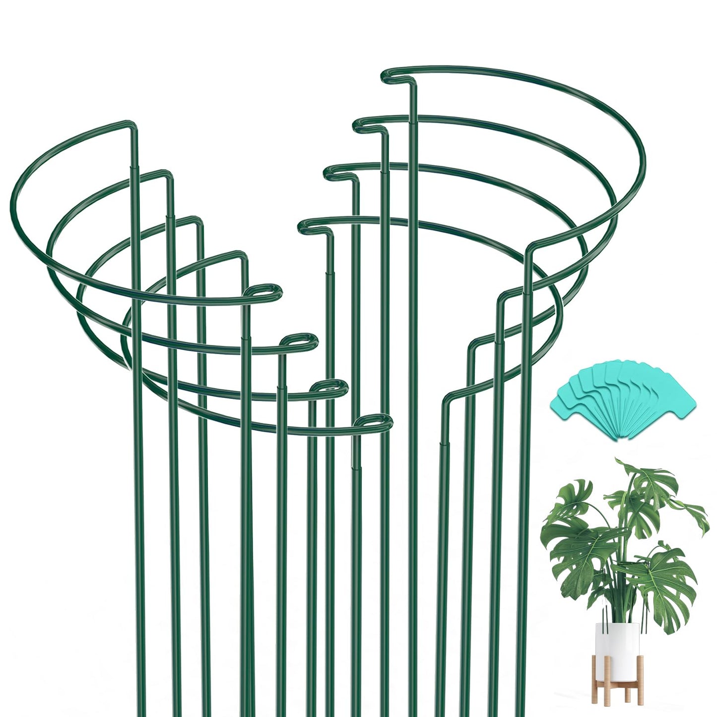 Breeze Touch 8 Pack Plant Support Stakes, 32 Inch Plant Stakes for Outdoor Plants, Peony Cage with 15 Pcs Green Lables, Peony Cages and Supports, Peonies Support Cages Flower Stakes for Plants