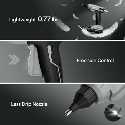 WORKPROX Cordless Hot Glue Gun, 90min Runtime, 20V Rechargeable Full-Size Glue Gun Kit with 20pcs Glue Sticks, 2Ah Battery, USB-C Charging Cord, Smart Power-Off for DIY Crafts, Repair, School Projects