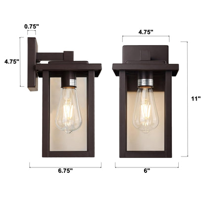 ACLand Outdoor Wall Light Fixture, Waterproof, Bronze, E26 Sockets, 11in Clear Glass Shade, Model A40225A