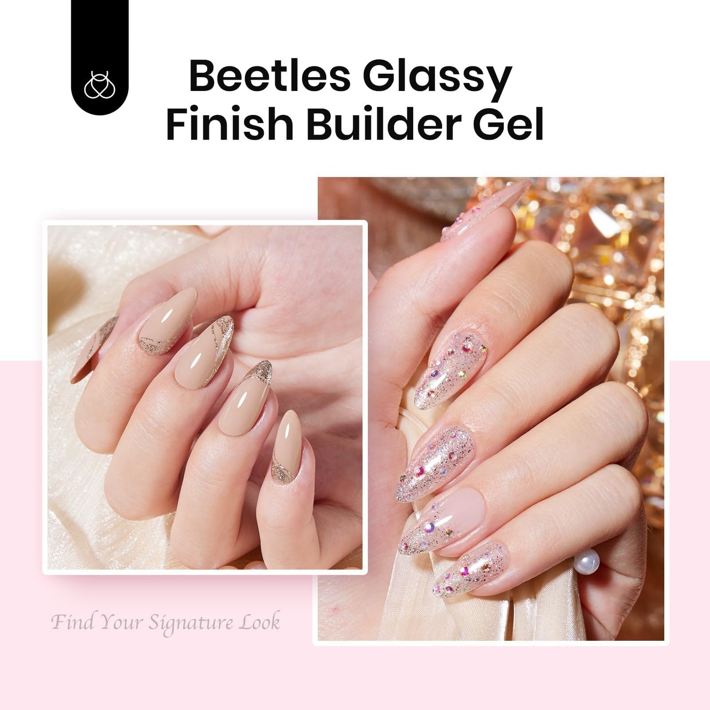 Beetles Builder Gel for Nails-3 Colors 9 in 1 Nail Extension Sculpting Building Clear Nude Pink Hard Gel Kit with Base Top Coat for Pros Women,UV & LED Lamp Cured Needed