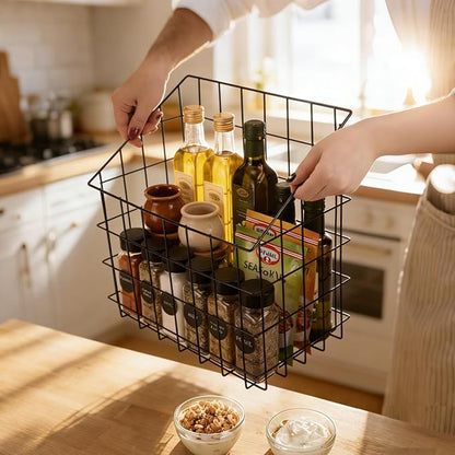 2 Pack Bath Tub Toy Storage Organizer Basket, Rustproof Black Iron Holder