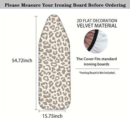 Nuxovilar Beige & Gray Leopard Print Pattern Ironing Board Cover, 15×54 inch