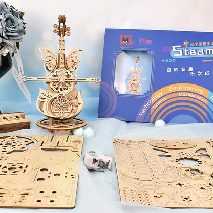 3D Wooden Brain Teaser Puzzle for Teens Wooden Music Boxes Cello Model Kits for Adults DIY Building Wood Crafts Mechanical Puzzle Building Kits for Kids Age 8+Years Old