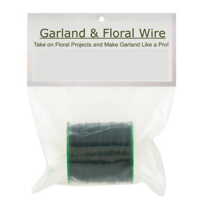 24 Gauge Floral Wire – 230 Yards Green Flexible Paddle Wire (1 lb Spool) for Crafts, Wreath Making, Garland, Floral Arrangements, Christmas Tree Decor and Holiday Decorating