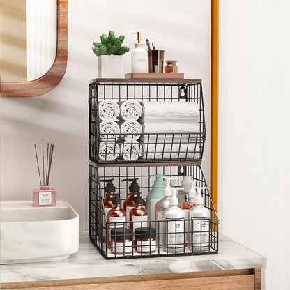 Fruit and Vegetable storage, 2 Set Wall Mounted Wire Baskets, Fruit Basket