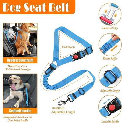 LOBEVE No Pull Dog Harness, Collar & Leash Set | Includes Dog Seat Belt, Collapsible Bowls & Poop Bag Dispenser. Ideal for Training, Walking, Hiking. Fits Small to Large Dogs(Blue-XL)