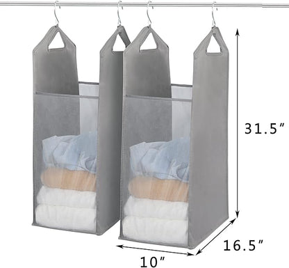 STORAGE MANIAC 2-Pack Hanging Laundry Hamper, Front See-Through Mesh Bag