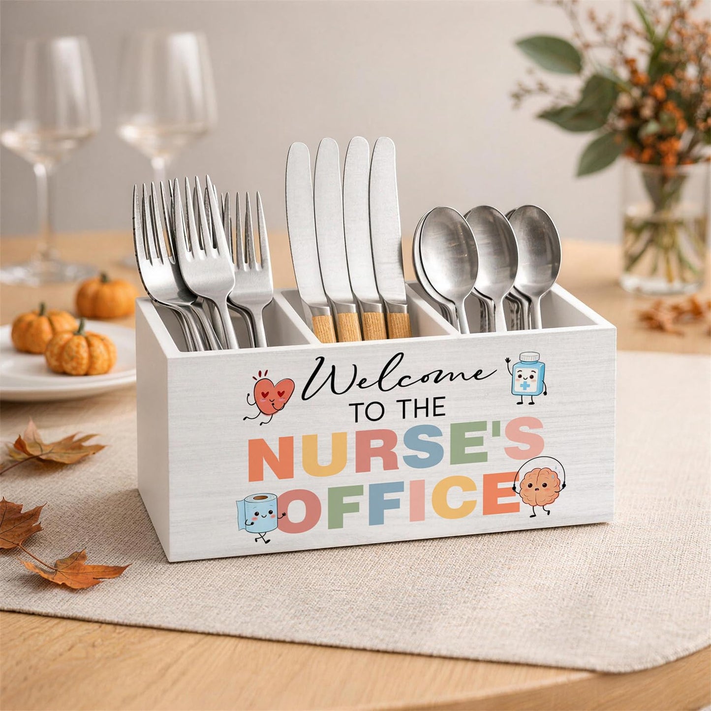 Hedfnciof Boho Nurse Office Pen Holder Organizer Desk Decor, Nurse Appreciation Gifts for Women, Nursing Week Gifts Wooden Pen Pencil Holders for Nursing School Office Home Desk Accessories