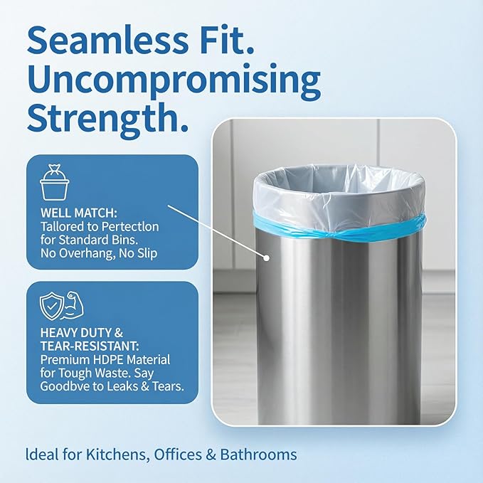 150 Count 3 Gallon Small Trash Bags Drawstring