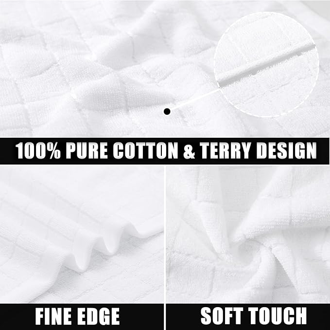 Mordimy 100% Cotton Terrycloth Kitchen Towels and Dishcloths Sets, Soft and