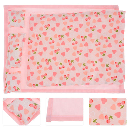 ibasenice Doll House Bedding Set - 1:12 Scale Miniature Bed Sheet, Quilt, and Pillows Kit - Soft Fabric Bedroom Accessories for 12-Inch Dollhouse Furniture Decor - Pink Heart Design