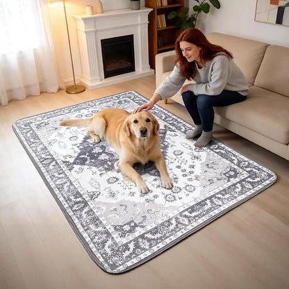 Washable Pee Pads for Dogs, 2 Pack Reusable Puppy Training Pads 48"x48" Super Absorbent Waterproof Dog Training Pads, Non-Slip Potty Pads, Whelping Pads Litter Mat Light Grey Medallion