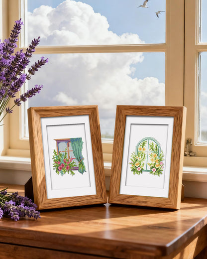 PeakLuv 12 Pcs Small Diamond Art Kits, Floral Window Mini Diamond Painting Kits for Adults, 5D DIY Square Drill Diamond Dots, Quickly Finishable Flowers Gem Art for Home Wall Desktop Decor, 6X7in