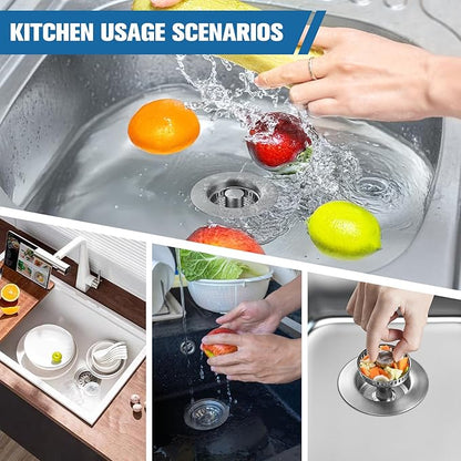2 Pack Sink Drain Strainer Kitchen Sink Drain Strainer&Sink Stopper, Stainless