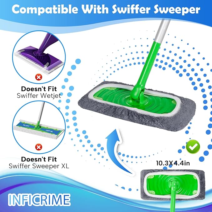 6 Pack Reusable Microfiber Mop Pads Compatible