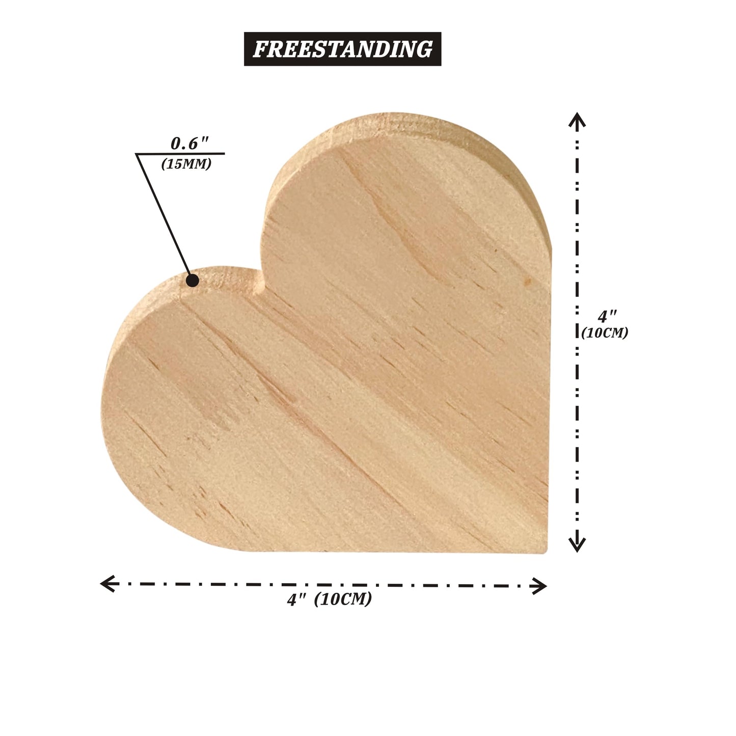 4 Inch 24 Pack Unfinished Wooden Heart Block 4" x 4.5"-9/16" Thick Wooden Heart Slice Freestanding Blank Wood Love Signs Natrual Wood Coaster for Decor Painting DIY Craffs