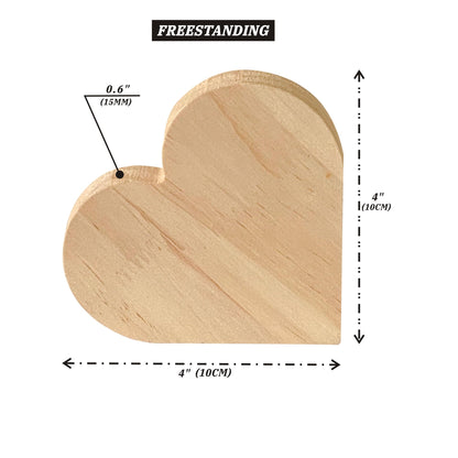 4 Inch 24 Pack Unfinished Wooden Heart Block 4" x 4.5"-9/16" Thick Wooden Heart Slice Freestanding Blank Wood Love Signs Natrual Wood Coaster for Decor Painting DIY Craffs