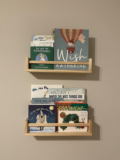 Gneric Floating Shelves for Wall, Burlywood Nursery Book Shelves, 15.7 inch Kids Bookshelf, Wall Shelves for Living Room Bedroom Decor,Kitchen Spice Rack,Bathroom Storage Rack(2 Pack)